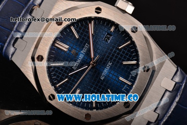 Audemars Piguet Royal Oak 41MM Miyota 9015 Automatic Steel Case with Blue Dial and Stick Markers (EF) - Click Image to Close